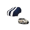 Auto Hub Car Cover Compatible with Mobilio with Mirror Pocket, Weather Proof, Triple Stitched, Mobilio Car Cover- Navy-White