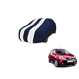 auto hub car cover compatible with renault pulse with mirror pocket weather proof triple stitched pulse car cover- navy-white