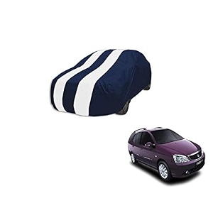 auto hub car cover compatible with tata indigo marina with mirror pocket weather proof triple stitched indigo marina car cover- navy-white