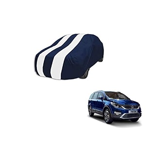 auto hub car cover compatible with tata hexa with mirror pocket weather proof triple stitched hexa car cover- navy-white