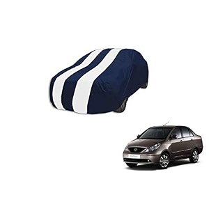 auto hub car cover compatible with tata indigo cs with mirror pocket weather proof triple stitched indigo cs car cover- navy-white