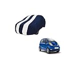 Auto Hub Car Cover Compatible with Tata Nano with Mirror Pocket, Weather Proof, Triple Stitched, Nano Car Cover- Navy-White