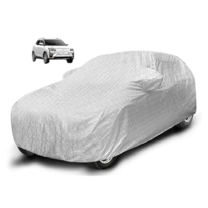 auto hub waterproof car cover compatible with xuv 400 with mirror pocket soft cotton lining waterproof xuv 400 car cover- metallic silver