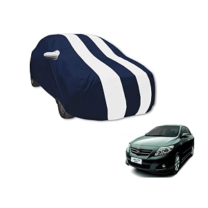 auto hub car cover compatible with altis with mirror pocket water resistant triple stitched corolla altis car cover- navy-white