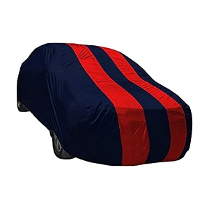 auto hub car cover compatible with corolla model  2007-2017 with mirror pocket weather proof triple stitched corolla car cover- navy-red