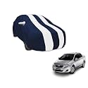 Auto Hub Car Cover Compatible with Corolla (Model : 2007-2017) with Mirror Pocket, Water Resistant, Triple Stitched, Corolla Car Cover- Navy-White