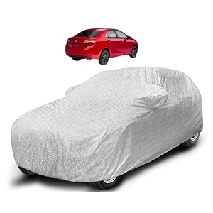 auto hub waterproof car cover compatible with corolla model  2017-till date with mirror pocket soft cotton lining waterproof corolla car cover- metallic silver
