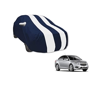 auto hub car cover compatible with chevrolet cruze with mirror pocket water resistant triple stitched cruze car cover- navy-white