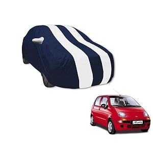 auto hub car cover compatible with daewoo matiz with mirror pocket water resistant triple stitched matiz car cover- navy-white