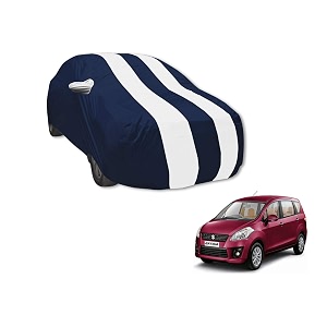 auto hub car cover compatible with maruti ertiga model  2012-2017 with mirror pocket water resistant triple stitched ertiga car cover- navy-white