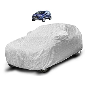 auto hub waterproof car cover compatible with ecosport with mirror pocket soft cotton lining waterproof ecosport car cover- metallic silver