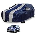 Auto Hub Car Cover Compatible with EcoSport with Mirror Pocket, Water Resistant, Triple Stitched, EcoSport Car Cover- Navy-Silver