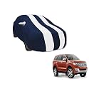Auto Hub Car Cover Compatible with Ford Endeavour (Model : 2015-2018) with Mirror Pocket, Water Resistant, Triple Stitched, Endeavour Car Cover- Navy-White