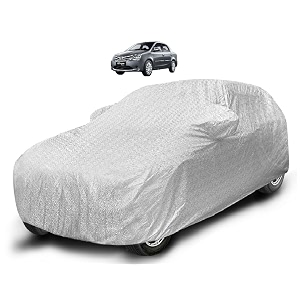 auto hub waterproof car cover compatible with etios with mirror pocket soft cotton lining waterproof etios car cover- metallic silver