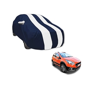 auto hub car cover compatible with avventura with mirror pocket water resistant triple stitched avventura car cover- navy-white