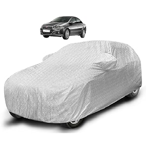 auto hub waterproof car cover compatible with linea with mirror pocket soft cotton lining waterproof linea car cover- metallic silver