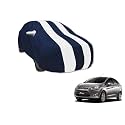 Auto Hub Car Cover Compatible with Ford Fiesta with Mirror Pocket, Water Resistant, Triple Stitched, Fiesta Car Cover- Navy-White