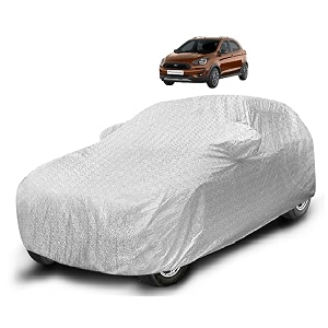 auto hub waterproof car cover compatible with freeestyle with mirror pocket soft cotton lining waterproof freeestyle car cover- metallic silver