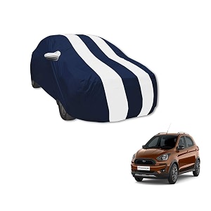 auto hub car cover compatible with ford frestyle with mirror pocket water resistant triple stitched frestyle car cover- navy-white