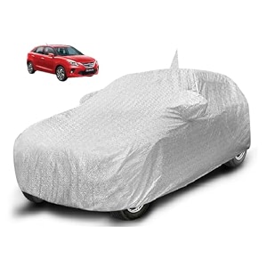 auto hub waterproof car cover compatible with glanza with mirror pocket soft cotton lining waterproof glanza car cover- metallic silver