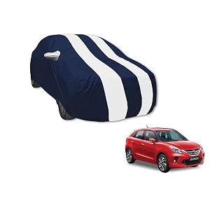 auto hub car cover compatible with glanza with mirror pocket water resistant triple stitched glanza car cover- navy-white