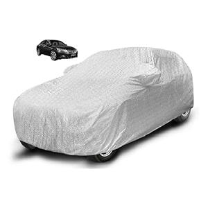auto hub waterproof car cover compatible with accord model  2003-2016 with mirror pocket soft cotton lining waterproof accord car cover- metallic silver