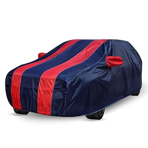 auto hub car cover compatible with amaze old with mirror pocket weather proof triple stitched amaze car cover- navy-red