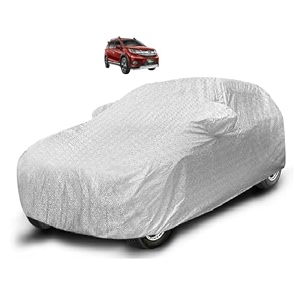 auto hub waterproof car cover compatible with br-v with mirror pocket soft cotton lining waterproof br-v car cover- metallic silver