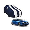 Auto Hub Car Cover Compatible with Civic (Model : 2006-2013) with Mirror Pocket, Water Resistant, Triple Stitched, Civic Car Cover- Navy-White