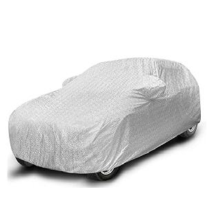 auto hub waterproof car cover compatible with jazz new model  2020-till date with mirror pocket soft cotton lining waterproof jazz car cover- metallic silver
