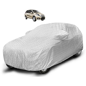 auto hub waterproof car cover compatible with mobilio with mirror pocket soft cotton lining waterproof mobilio car cover- metallic silver