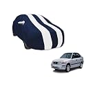 Auto Hub Car Cover Compatible with Hyundai Accent with Mirror Pocket, Water Resistant, Triple Stitched, Accent Car Cover- Navy-White