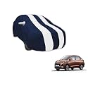 Auto Hub Car Cover Compatible with Hyundai Aura with Mirror Pocket, Water Resistant, Triple Stitched, Aura Car Cover- Navy-White