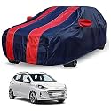 Auto Hub Car Cover Compatible with Hyundai i10 Nios with Mirror Pocket, Weather Proof, Triple Stitched, i10 Nios Car Cover- Navy-Red