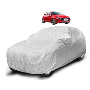 auto hub waterproof car cover compatible with hyundai i20 model - 2020-2022 with mirror pocket soft cotton lining waterproof i20 car cover- metallic silver