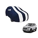 Auto Hub Car Cover Compatible with Hyundai Santafe with Mirror Pocket, Water Resistant, Triple Stitched, Santafe Car Cover- Navy-White