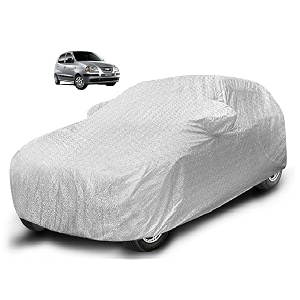 auto hub waterproof car cover compatible with hyundai santroo model  2005-2011 with mirror pocket soft cotton lining waterproof santroo car cover- metallic silver