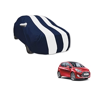auto hub car cover compatible with hyundai santroo model  2019-till date with mirror pocket water resistant triple stitched santroo car cover- navy-white