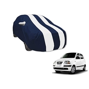 auto hub car cover compatible with hyundai santroo xing model  2003-2015 with mirror pocket water resistant triple stitched santroo xing car cover- navy-white