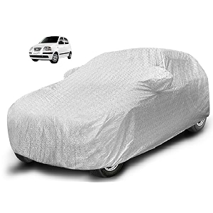 auto hub waterproof car cover compatible with hyundai santroo xing with mirror pocket soft cotton lining waterproof santroo xing car cover- metallic silver