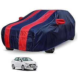 auto hub car cover compatible with hyundai xcent with mirror pocket weather proof triple stitched xcent car cover- navy-red