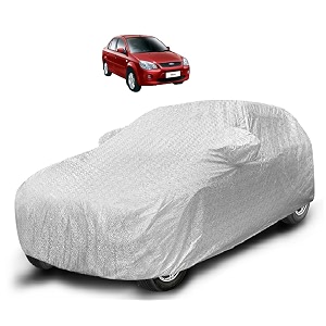 auto hub waterproof car cover compatible with ikon with mirror pocket soft cotton lining waterproof ikon car cover- metallic silver