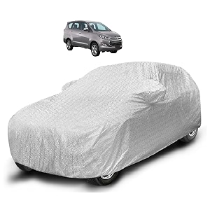 auto hub waterproof car cover compatible with innova crysta with mirror pocket soft cotton lining waterproof innova crysta car cover- metallic silver