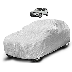 auto hub waterproof car cover compatible with compass with mirror pocket soft cotton lining waterproof compass car cover- metallic silver