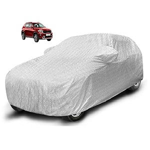 auto hub waterproof car cover compatible with kia sonet with mirror pockets soft cotton lining sonet car cover waterproof metallic silver