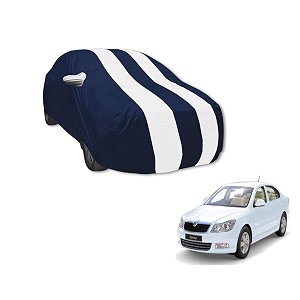 auto hub car cover compatible with with laura with mirror pocket water resistant triple stitched laura car cover- navy-white