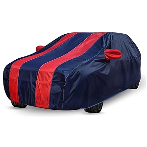 auto hub car cover compatible with magnite with mirror pocket weather proof triple stitched magnite car cover- navy-red