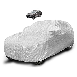 auto hub waterproof car cover compatible with mahindra alturas g4 with mirror pocket soft cotton lining waterproof alturas g4 car cover- metallic silver