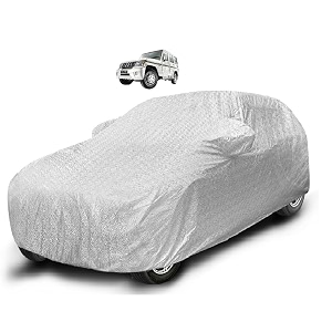 auto hub waterproof car cover compatible with mahindra bolero with mirror pocket soft cotton lining waterproof bolero car cover- metallic silver