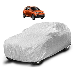 auto hub waterproof car cover compatible with mahindra kuv 100 with mirror pocket soft cotton lining waterproof kuv 100 car cover- metallic silver